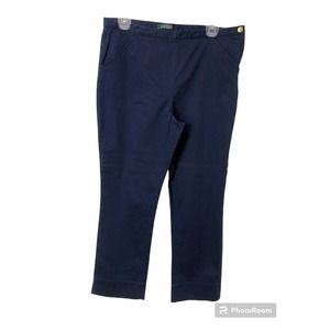 Lauren Ralph Lauren Chino Pants Womens Size 8 Navy Straight Leg Cotton Side Zip
